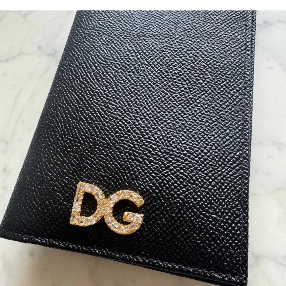 Authentic Dolce & Gabbana Black Passport Holder and Cards with DG in Gold - Picture 3 of 13